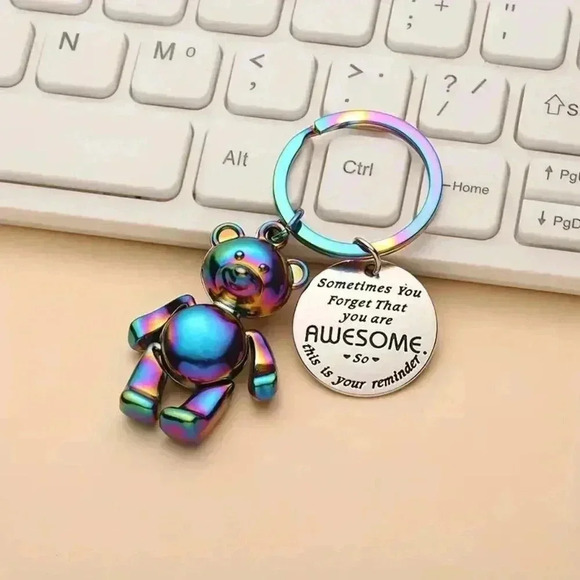 Accessories - NWOT Cute Bear Keychain with Inspirational "You Are Awesome" Message